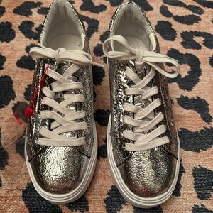 Schutz Silver Metallic Sneakers